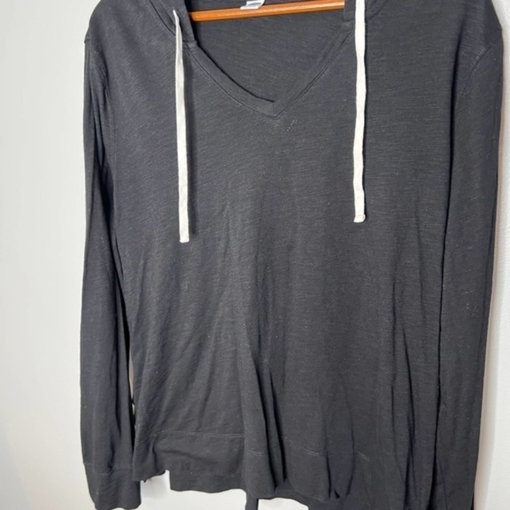 Old navy vintage black pullover hoodie sweatshirt drawstring women large - Picture 3 of 6